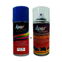 Apar Spray Paint Electric Blue + Gloss Clear - Polyurethane 225 Ml (pack Of 2) | Fast-drying, Corrosion Resistance, Excellent Coverage, Vibrant Finish