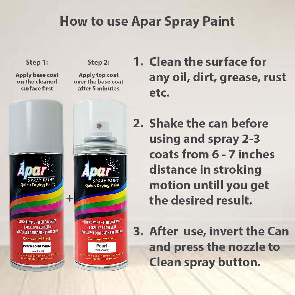 Apar Spray Paint Pearlescent White (Rc Colour Name)+pc Compatible For Tata Tiago, Tigor -225 Ml (Pack Of 2-pcs)