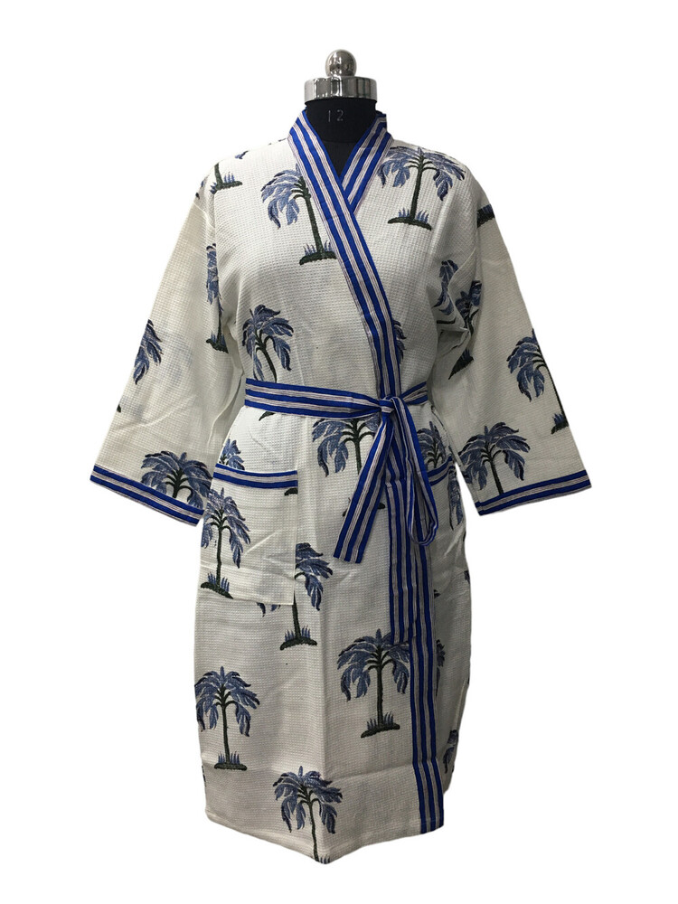 Waffle Hand Block Printed Kimono