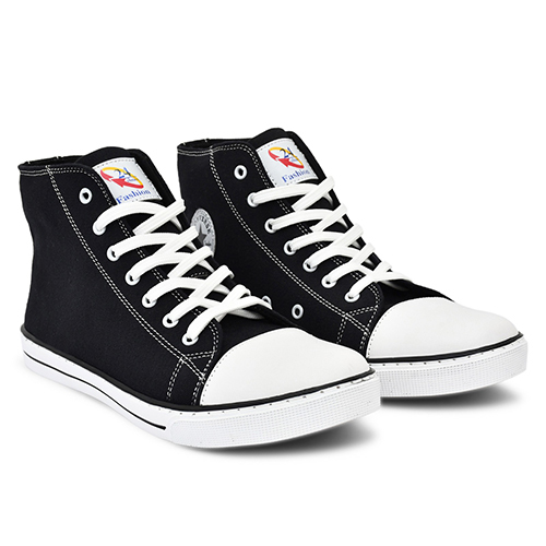 Casual Canvas Shoes - Color: Black White