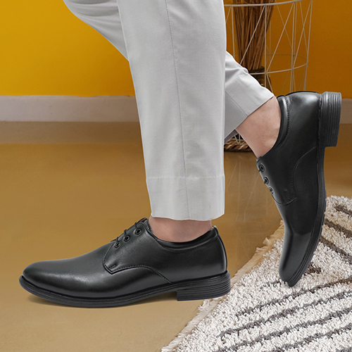 Black Synthetic Leather Shoes