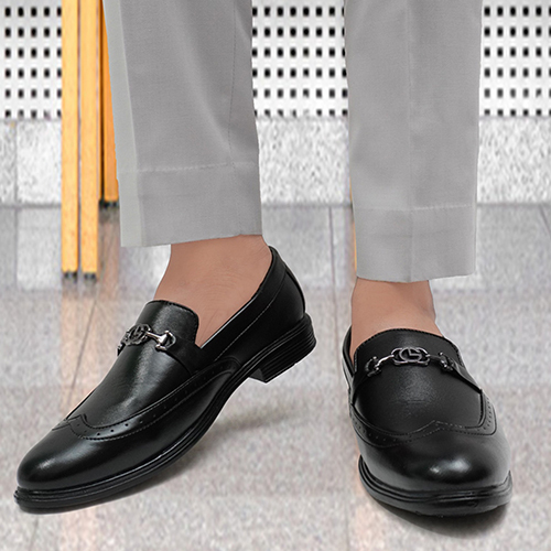 Leather Black Formal Shoes - Color: Different Available