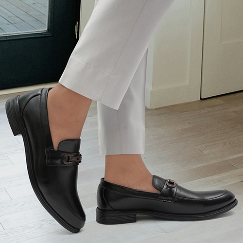 Black Leather Loafer Shoes - Color: Different Available