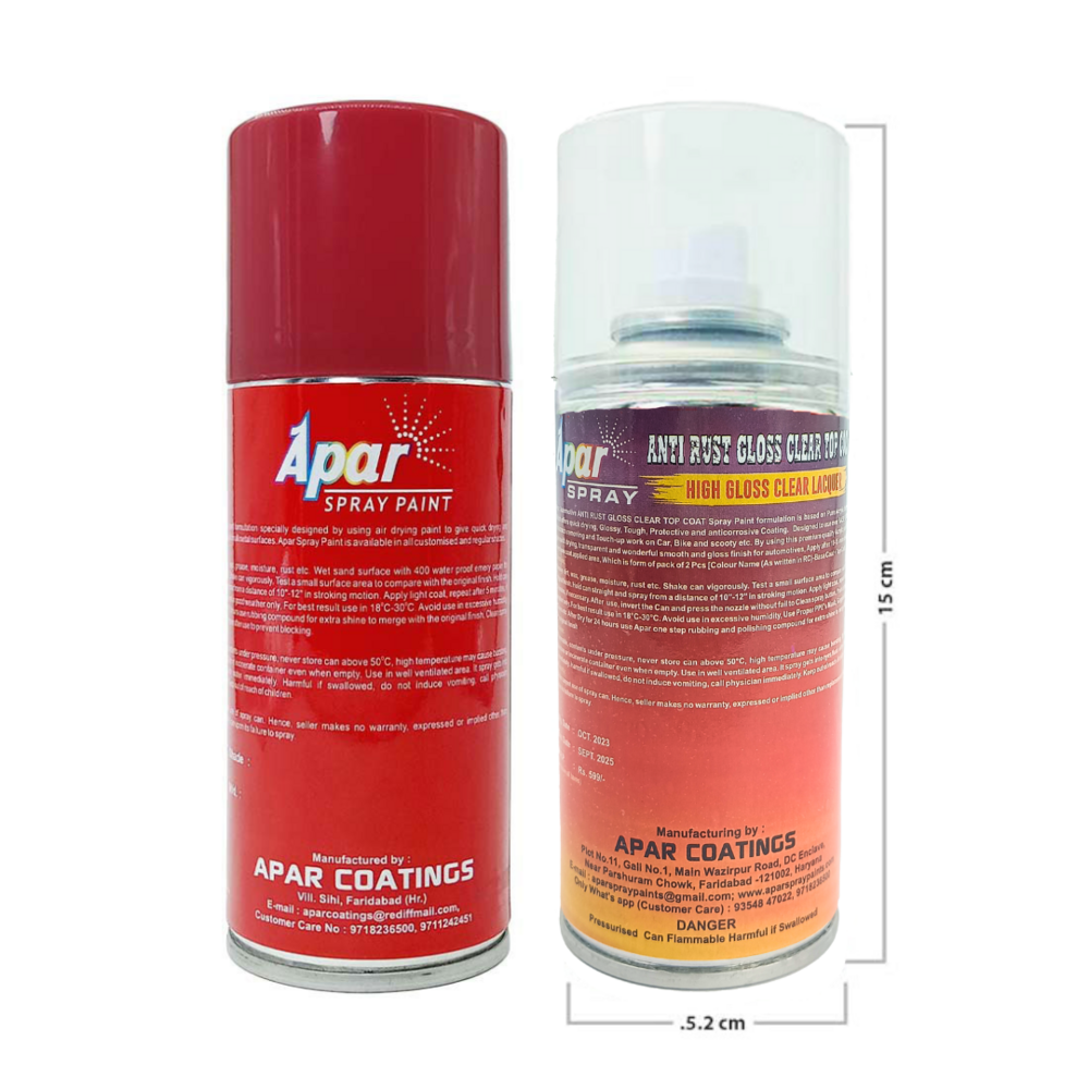 Apar Spray Paint Sunburst Orange (Rc Colour Name) + Gc Compatible For Tata Cars -225 Ml (Pack Of 2-pcs)