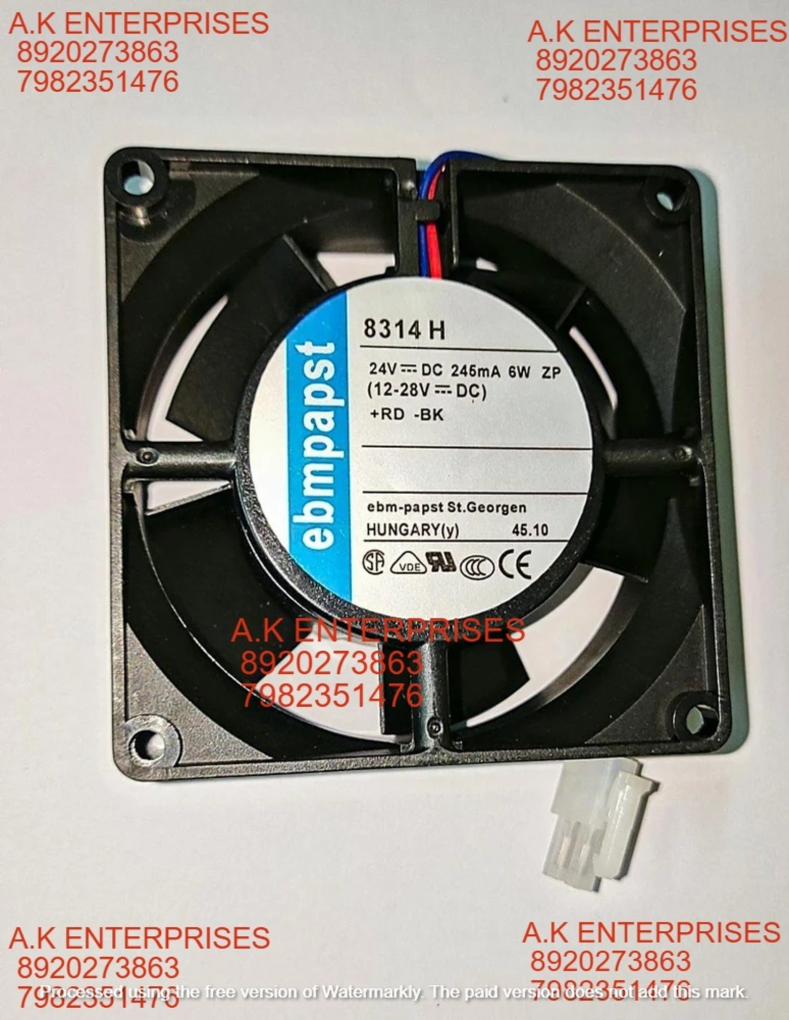 EBMPAPST 8314H 24V DC 80mmx80mmx32 mm 245MA 6W DC Cooling Fan, For Industrial