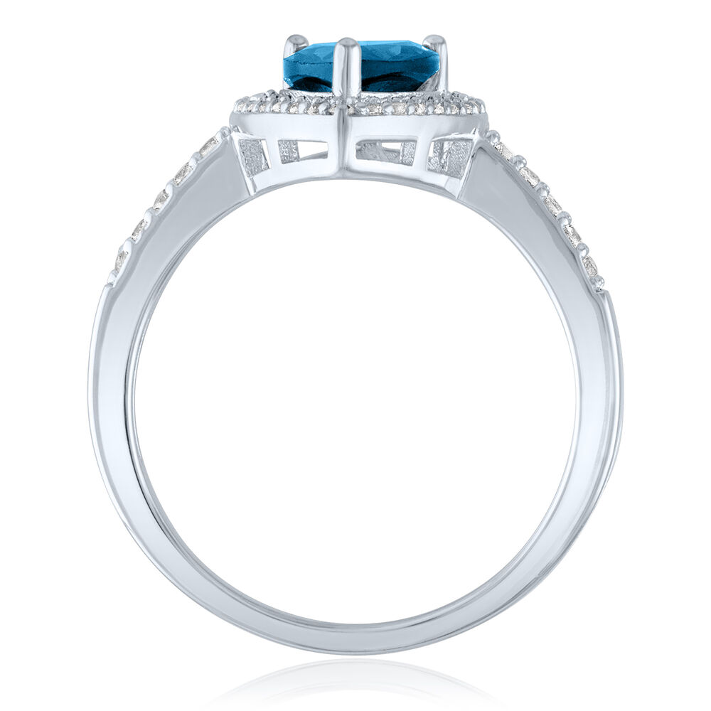 Pear Cut Blue Topaz Engagement Ring, Moissanite Statement Jewelry, Dainty Promise Ring, Anniversary Gift for Her