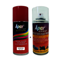Apar Spray Paint Downtown Red + Gloss Clear - 2-pack Combo | High Solid Polyurethane, 225 Ml, Fast-drying, Corrosion Resistant, Excellent Coverage