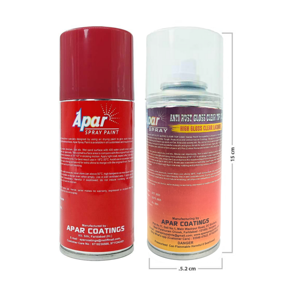 Apar Spray Paint Calypso Red (Rc Colour Name) + Gc Compatible For Tata Harrier And Punch -225 Ml (Pack Of 2-pcs)