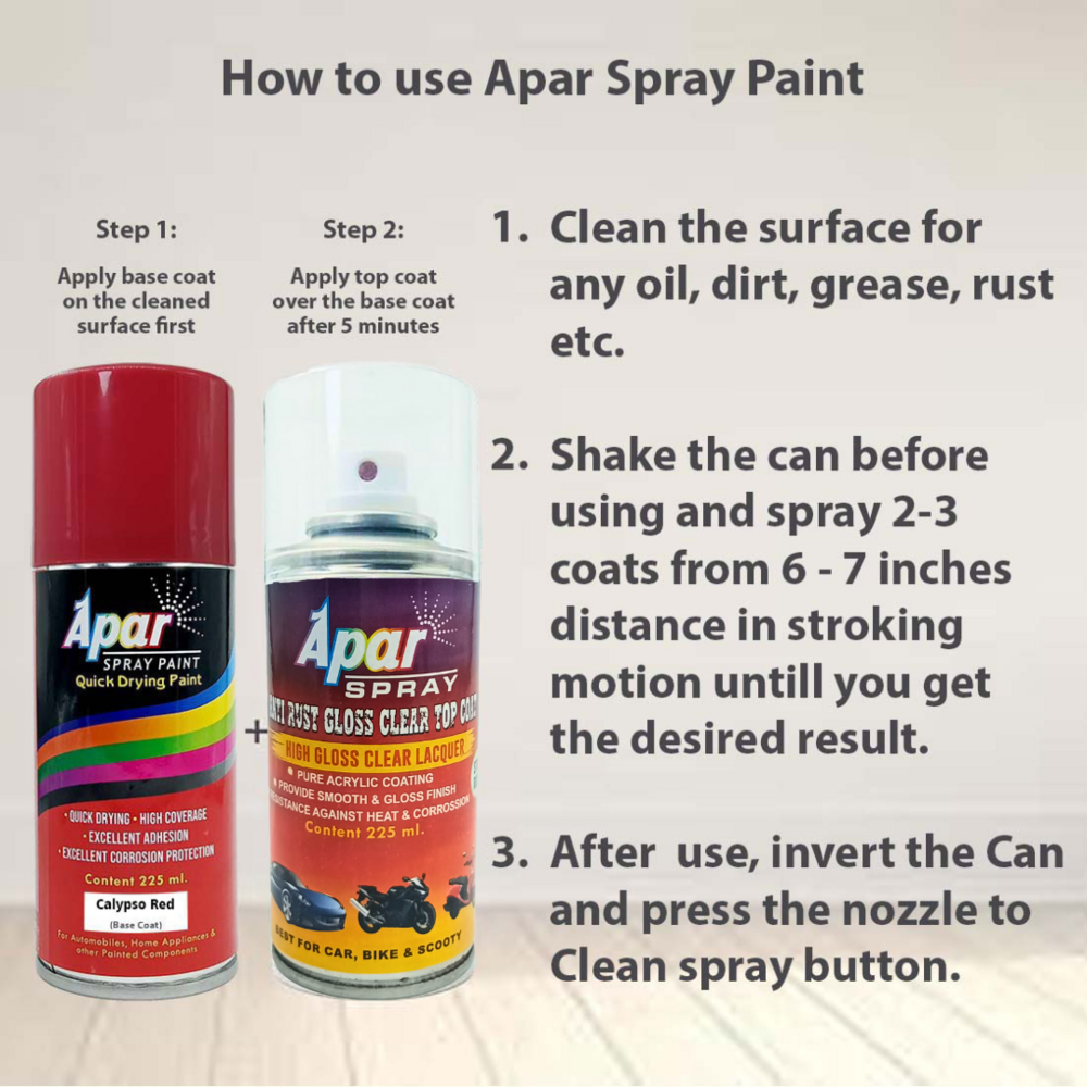 APAR Spray Paint Calypso Red (RC Colour Name) + GC Compatible for Tata Harrier and Punch -225 ml (Pack of 2-Pcs)