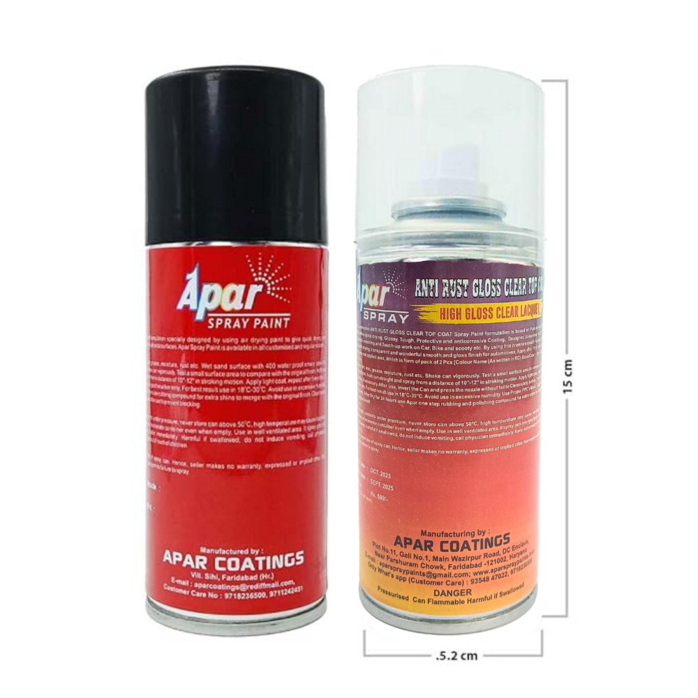 Apar Spray Paint Glasgow Grey - Super Quality Polyurethane, 225 Ml Pack Of 2-pcs | Fast-drying, Corrosion Resistant, High Gloss Finish