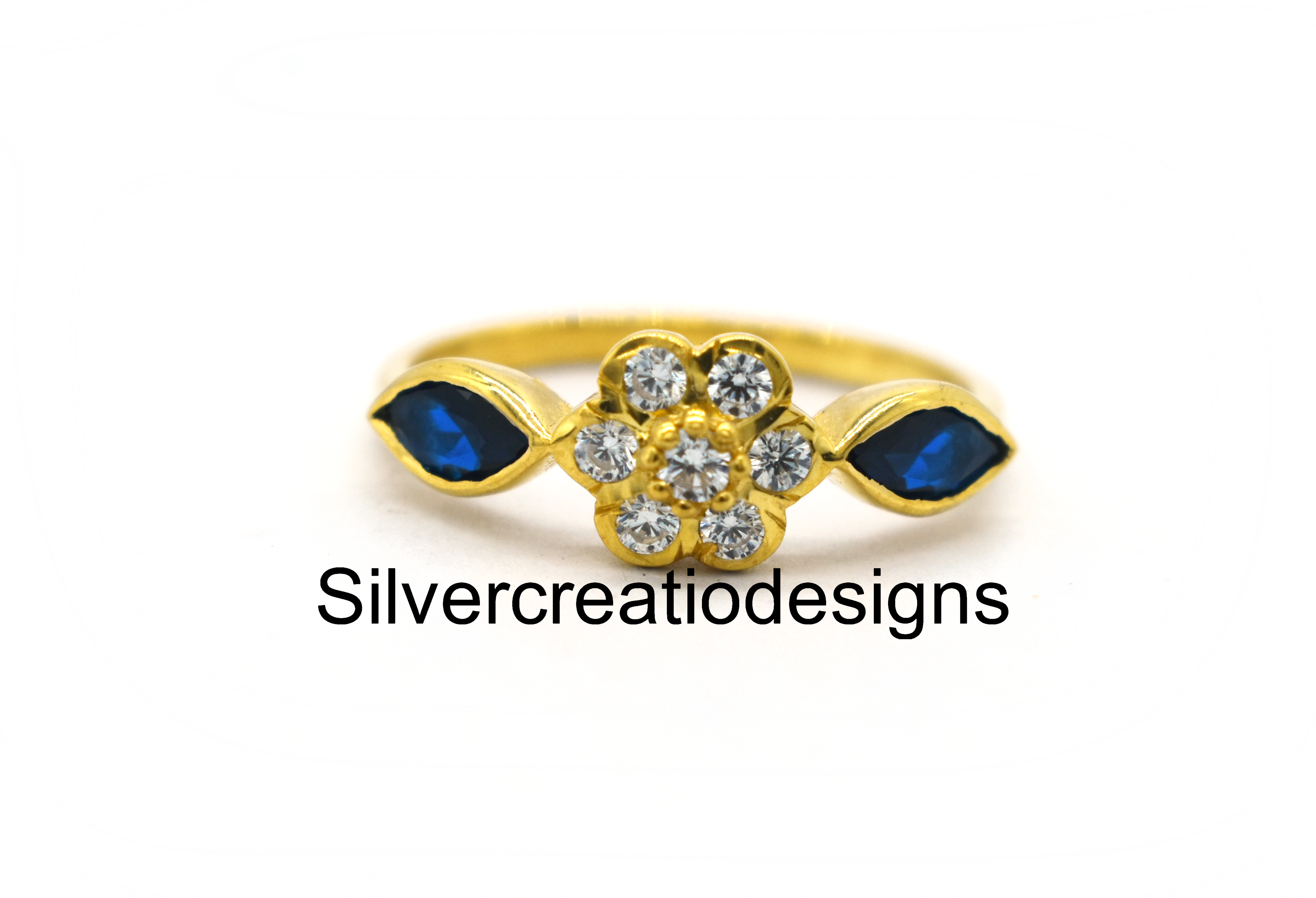 Natural Blue Sapphire & Moissanite Statement Ring, Promise Ring, Wedding Gift for Wife, Minimalist Jewelry