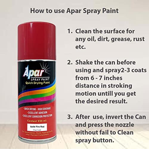 Apar Spray Paint Solid Fire Red (Rc Colour Name) Compatible For Maruti Cars -225 Ml (Pack Of 1-pcs) - Physical Form: Liquid