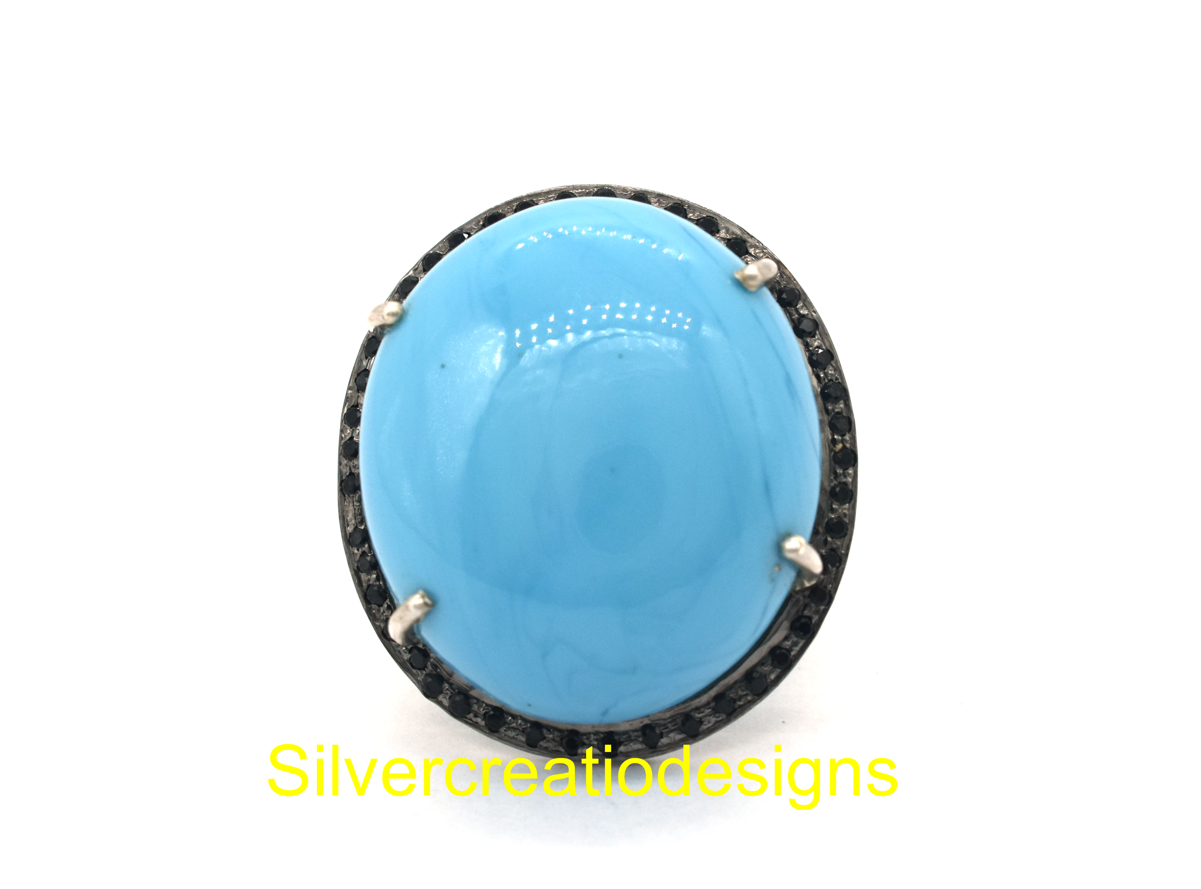 Sterling Silver Black Spinal & Turquoise Statement Ring