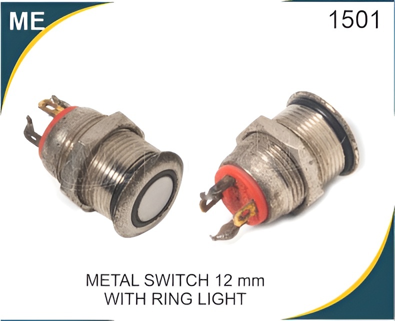 METAL PUSH BUTTON SWITCH 12 MM WITH RING LIGHT