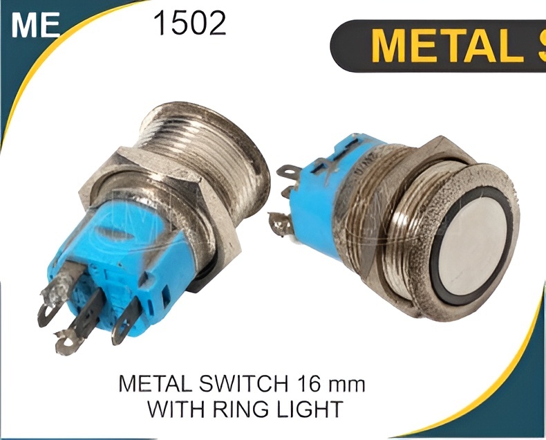 METAL PUSH BUTTON SWITCH 16mm WITH RING LIGHT