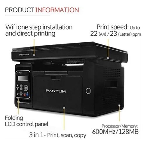 Pantum All In One M6502Nw Laser Printer - Material: Plastic