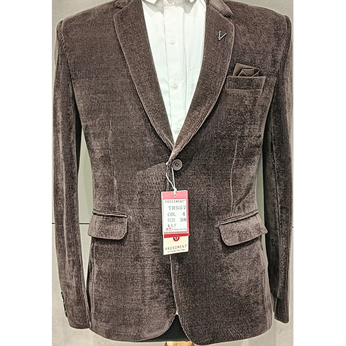 Velvet Partywear Blazer - High-Quality Velvet, Customized Fit, Brown Color, Long Sleeves, Modern Style - Perfect for Special Occasions, Button Closure