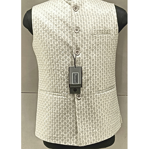 Designer Indo Nehru Jacket - Color: White