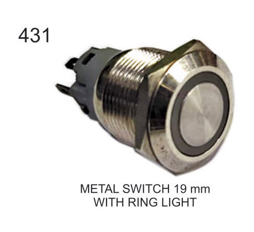 METAL PUSH BUTTON SWITCH 19mm WITH RING LIGHT