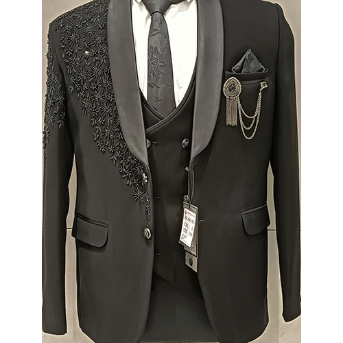 Mens Black Color 3Pcs Suit