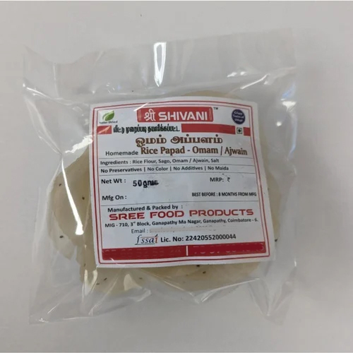 50 G Omam Ajwain Rice Papad - Color: White