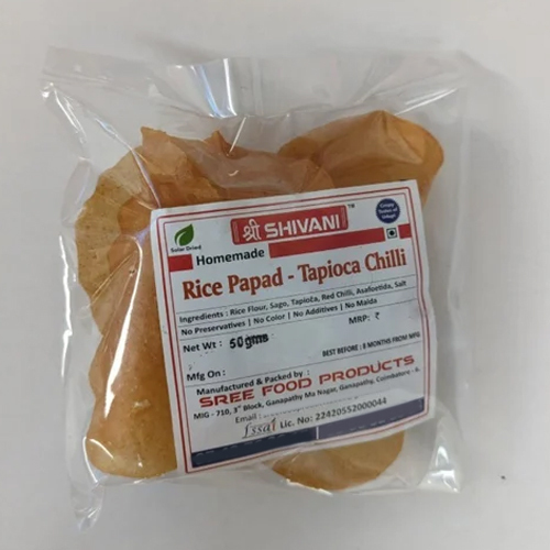 50 G Tapioca Chilli Rice Papad - Best Before: 8 Months