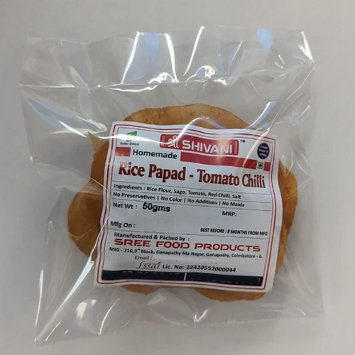 50 G Tomato Chilli Rice Papad - Color: Brown