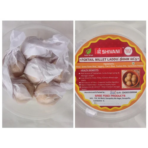Thinai or Foxtail Millet Laddu - Food-Grade Ingredients, Regular Size | Soft Texture, Sweet Taste, 60 Days Shelf Life