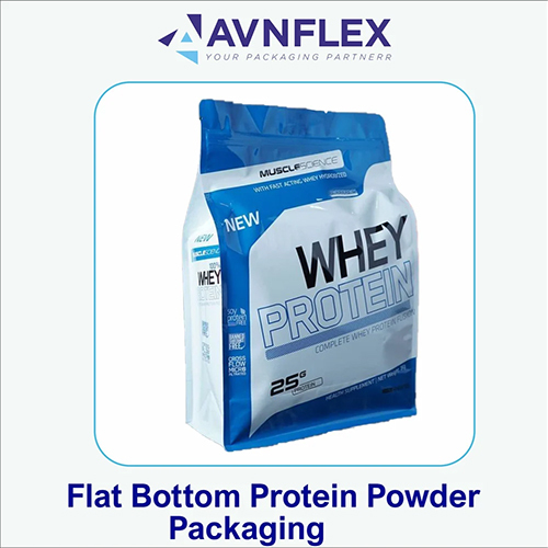 Flat Bottom Pouch For Protine And Whey Powder - Color: Blue