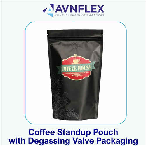 Printed Stand Up Coffee Bags with De Gassing Valve