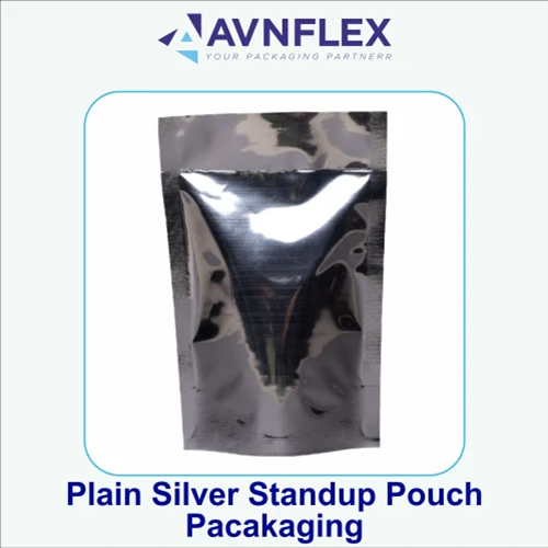 Plain Silver Stand Up Pouch - Material: Plastic