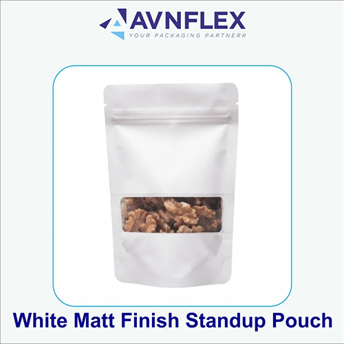 White Matte Window Zipper Standup Pouch