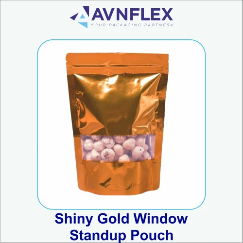 Shiny Gold Window Stand Up Pouch