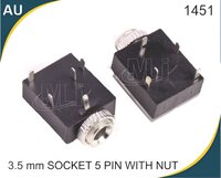 3.5mm Socket 5 Pin With Nut - Abs Material, 3.5mm Diameter, Color Black | Rugged Design For Headphone, Mobile, Computer, Mp3/mp4 Audio Applications