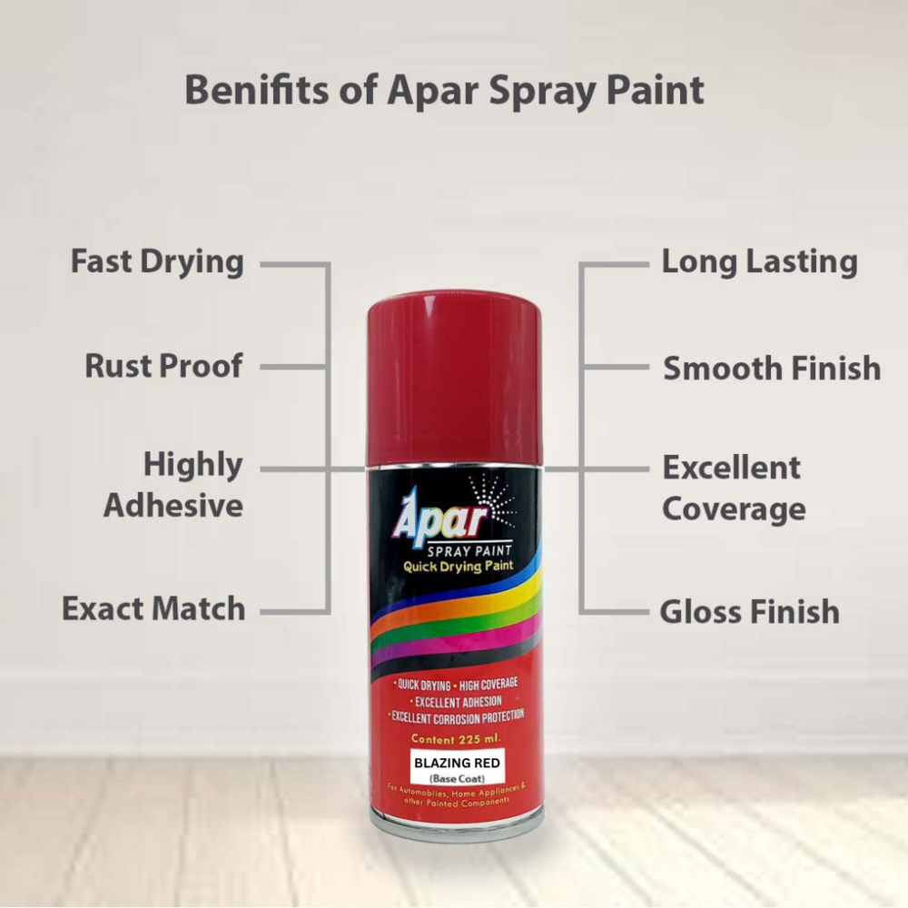 Apar  Spray Paint Blazing Red (Rc Colour Name)+ Gc Compatible For Maruti Cars -225 Ml (Pack Of 2-pcs)