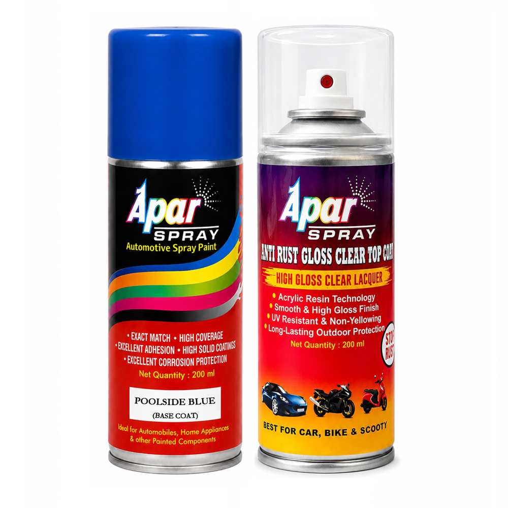 APAR  Spray Paint Poolside Blue (RC Colour Name) +GC Compatible for Maruti Cars -200 ml (Pack of 2-Pcs)