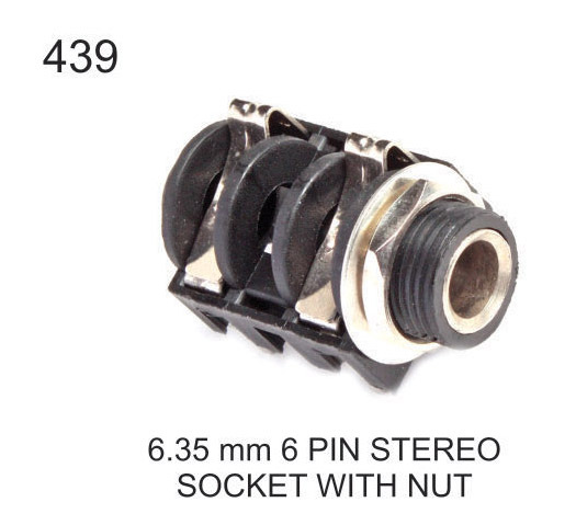 6.35 MM6 PIN STEREO SOCKET WITH NUT