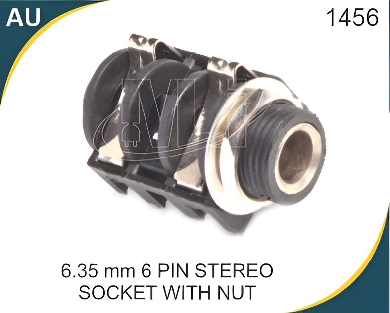 6.35 MM 6 PIN STEREO SOCKET WITH NUT