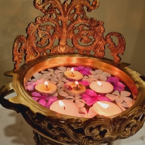 Handmade Brass Urli - 9x8x11 Inch Antique Finish | Floating Flower Pot For Home Decor, Ideal For Gifting, Traditional Design, Easy To Maintain, Perfect For Weddings And Festivals