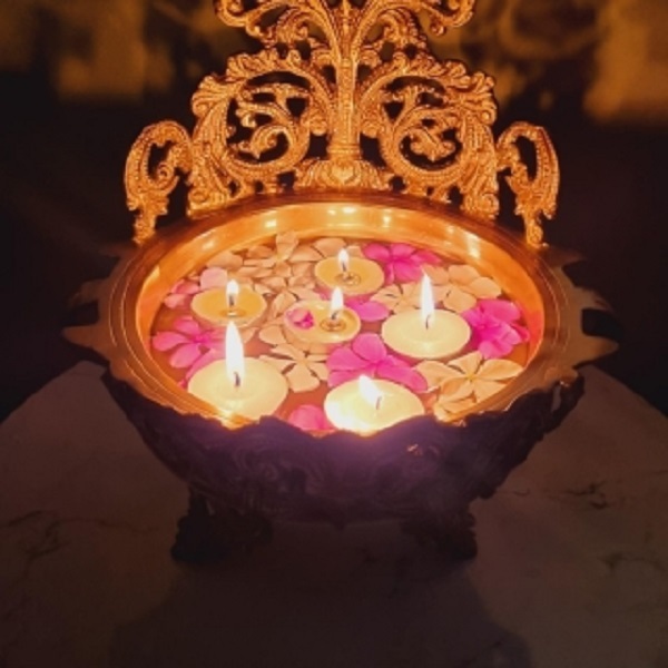 Handmade Brass Urli - 9x8x11 Inch Antique Finish | Floating Flower Pot For Home Decor, Ideal For Gifting, Traditional Design, Easy To Maintain, Perfect For Weddings And Festivals