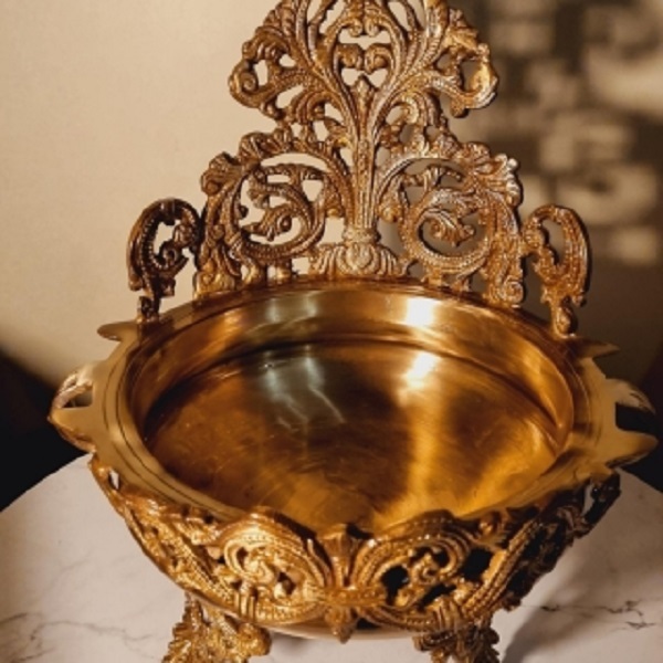 Handmade Brass Urli - 9x8x11 Inch Antique Finish | Floating Flower Pot For Home Decor, Ideal For Gifting, Traditional Design, Easy To Maintain, Perfect For Weddings And Festivals