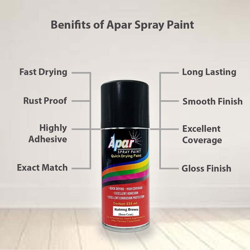 Apar Spray Paint Nutmeg Brown (Rc Colour Name) +Gc Compatible For Maruti Cars -225 Ml (Pack Of 2-pcs) - Physical Form: Liquid