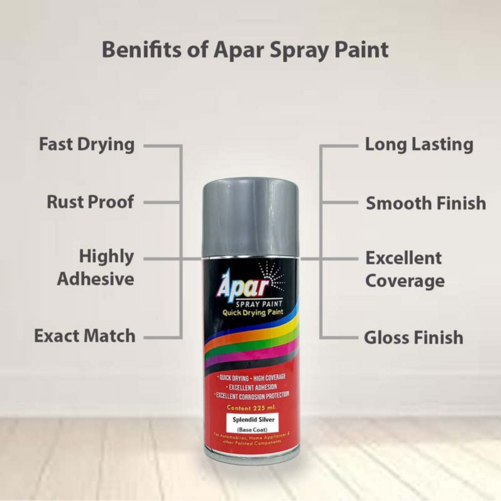 APAR  Spray Paint Splendid Silver (RC Colour Name) + GC Compatible for Maruti Brezza,Baleno,Ertiga,XL6 and Grand Vitara -225 ml (Pack of 2-Pcs)