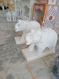 White Makarana Marble Elephant Statue - 18 Inches, All Sizes Available | Eco-friendly, Uv Resistant, Handmade, Easy To Clean