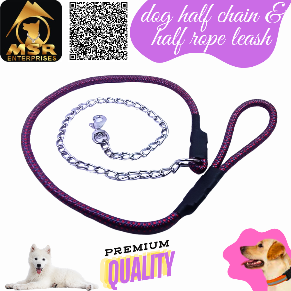 Dog Half chain with Half Rope Lead