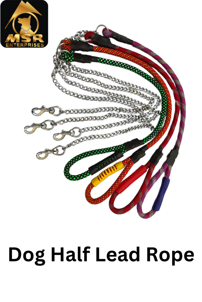 Dog Half Lead Rope - Metal And Nylon, 22 Mm Size, Multicolor Design | High-quality And Durable For Training And Walking