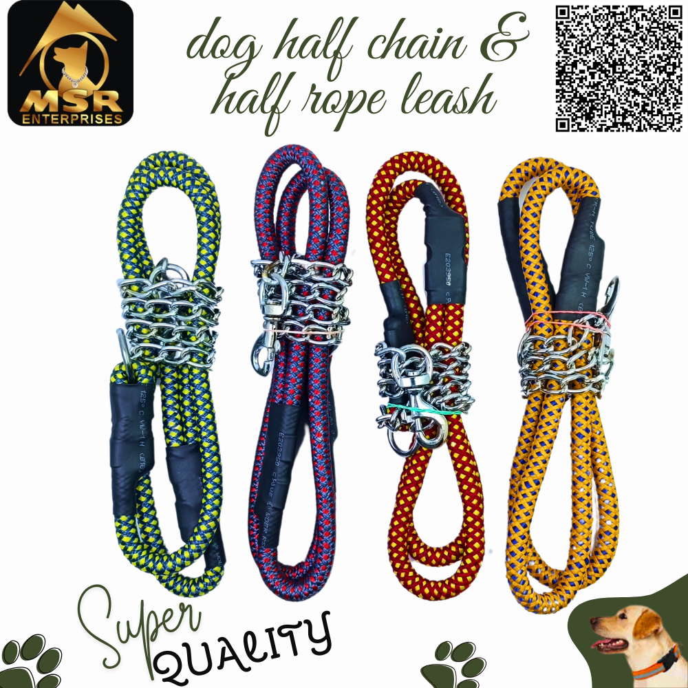 Dog Half Lead Rope - Metal And Nylon, 22 Mm Size, Multicolor Design | High-quality And Durable For Training And Walking