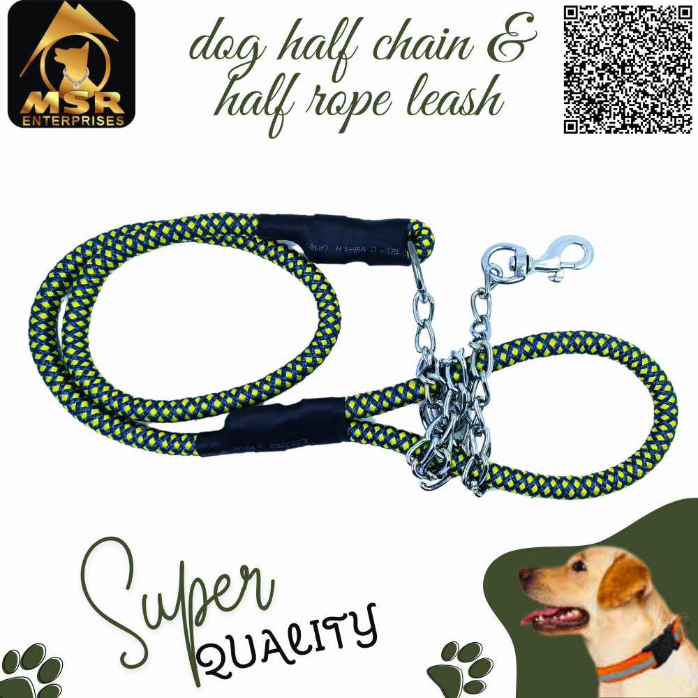 Dog Half Lead Rope - Metal And Nylon, 22 Mm Size, Multicolor Design | High-quality And Durable For Training And Walking