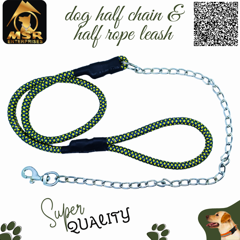 Dog Half Lead Rope - Metal And Nylon, 22 Mm Size, Multicolor Design | High-quality And Durable For Training And Walking