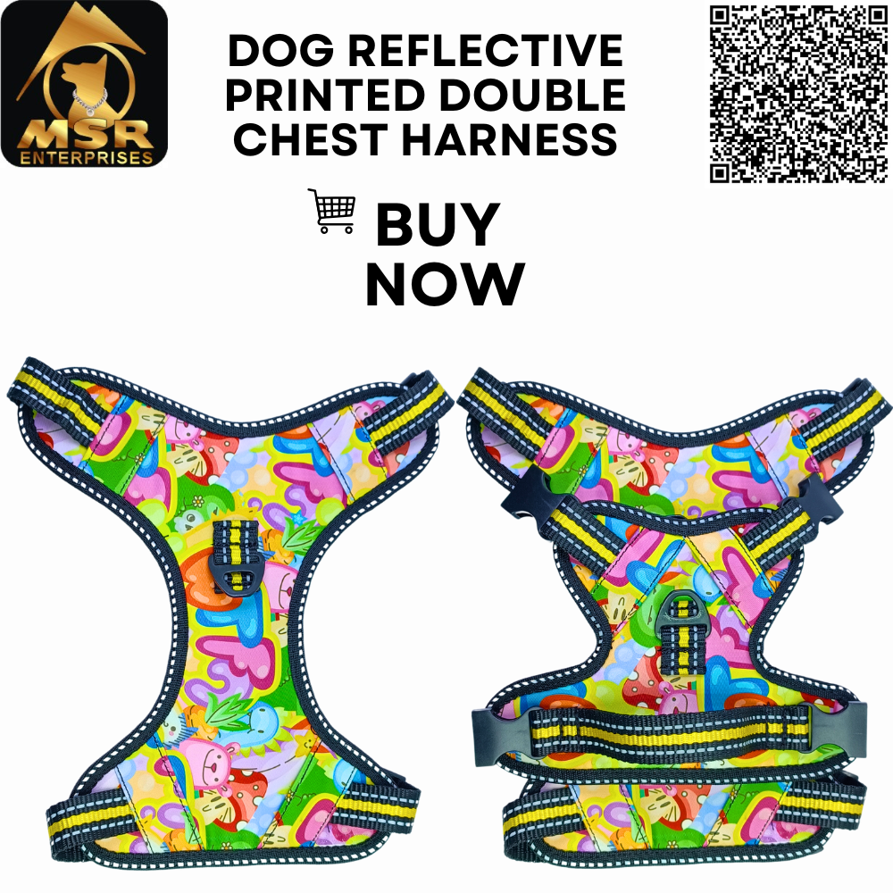 Dog Reflective Double Chest Harness - Pp/nylon, Xl Size, Pink & Black Colors | Durable Double Layer Design, Adjustable Fit For Active Dogs